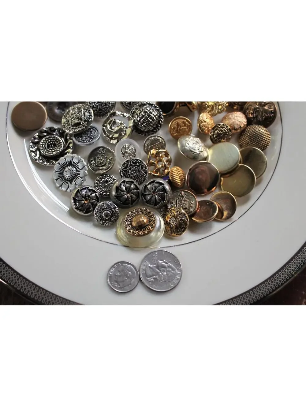 Vintage Button Lot #44, 65 METAL, Assorted Sizes/Styles, Crafting Lot